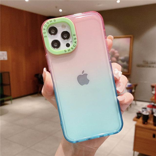 Противоударный прозрачный чехол для телефона с градиентом для Iphone 14 13 Pro Max 12 11 Pro Max Xr Xs X 14plus 13, прозрачный мягкий бампер, задняя крышка