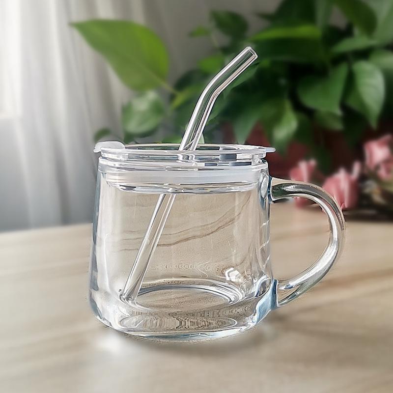 Милая мультяшная стеклянная чашка для молока с крышкой и ложкой, персонализированный подарок.