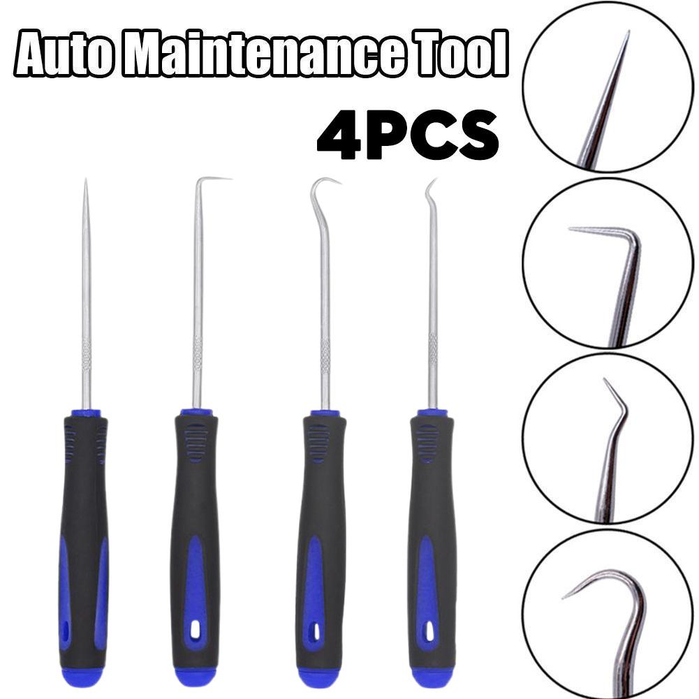 4Pcs Practical Blue Car Oil Seal Screwdriver Kit Hose Removal Hook O-Ring Seal Gasket Puller Remover Pick Hooks Repair Tool Set