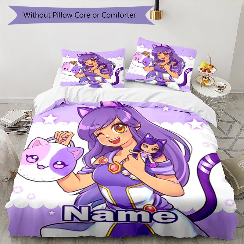 3pcs Custom Name Aphmau Bedding Set Duvet Cover Closure Includes 1 Duvet Cover & 2 Pillowcases, Soft and Comfortable for All Seasons.