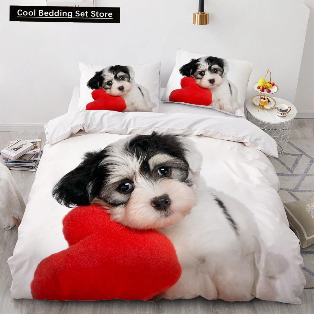 Animal Dog Duvet Cover King Queen Size Kids Cute Pet Puppy Them Bedding Set Corgi Golden Retriever 2/3pcs Polyester Quilt Cover