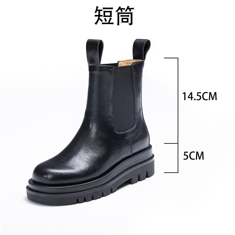 Customized 2025 New Leather Chimney Boots Women's Autumn and Winter Knight Boots Casual Chelsea Boots Velvet Martin Boots
