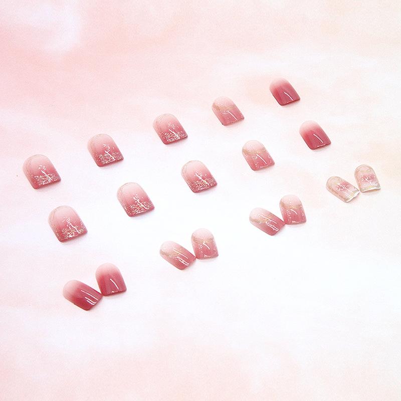 24 шт./компл. красный градиент золотая нить накладные ногти персиковые наклейки для ногтей носимый маникюр