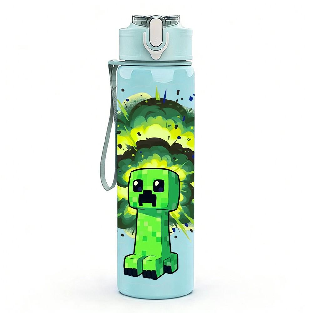 1PC Green Slime Monster Splash Cartoon 750ml Color Plastic Sports Water Bottle Leakproof Flip Straw Lid Suitable for Sports Office Home Use