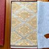 Б/У РАСПРОДАЖА Сделано Hattori Textile Фукуро Оби Чистый шелк Ориентальный ситец Янтарный Нисики