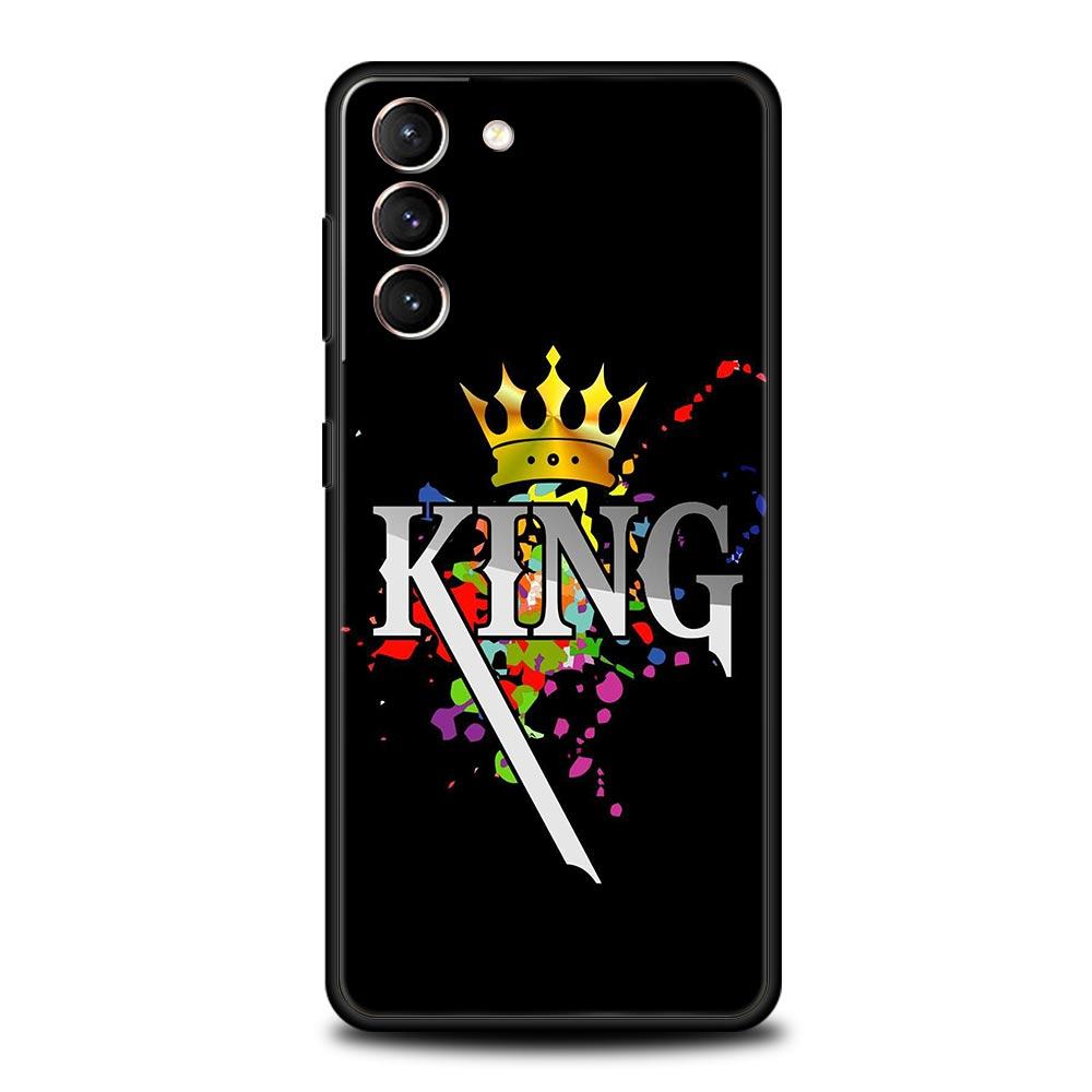 Чехол для телефона Crown QUEEN & KING для пар Samsung Galaxy S24 S23 S22 S20 Ultra S21 FE 5G S10 S9 Plus S10E, мягкий силиконовый чехол