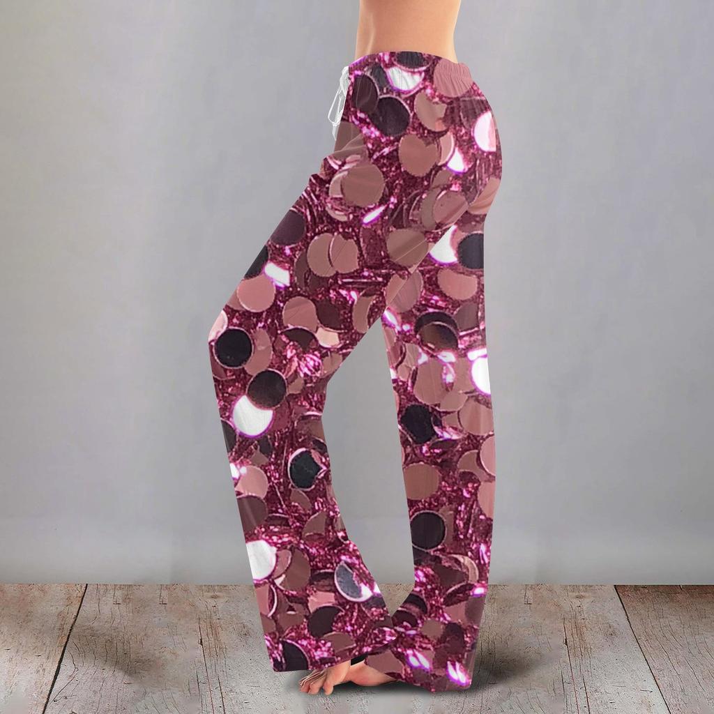 Женские милые брюки с цветочным принтом на завязках, повседневные пижамные брюки