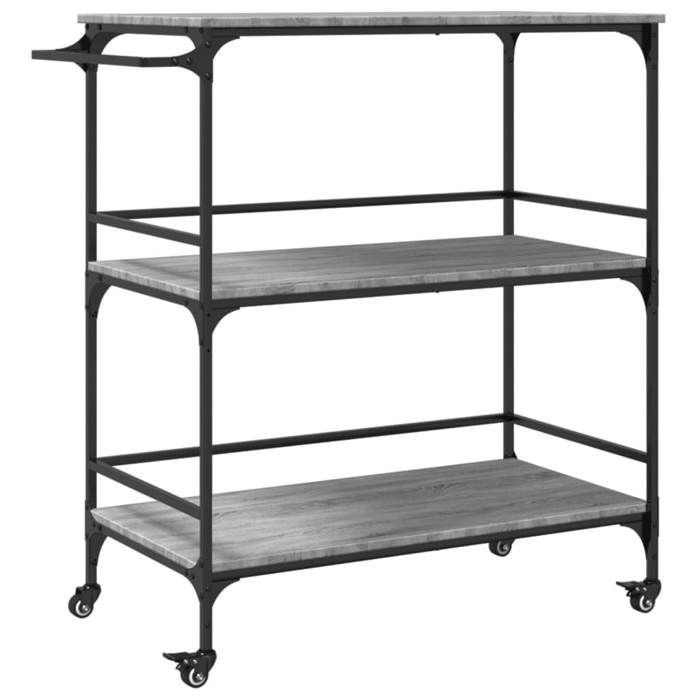 VidaXL Kitchen Trolley, Storage Shelf with Wheels, Organizer for Living Room Bathroom Office Toilet, Sonoma Grey 842334