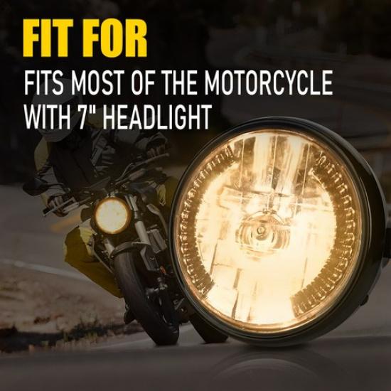 Universal 7" Motorcycle Headlamp With Turn Signal +Led Headlight Housing Bucket