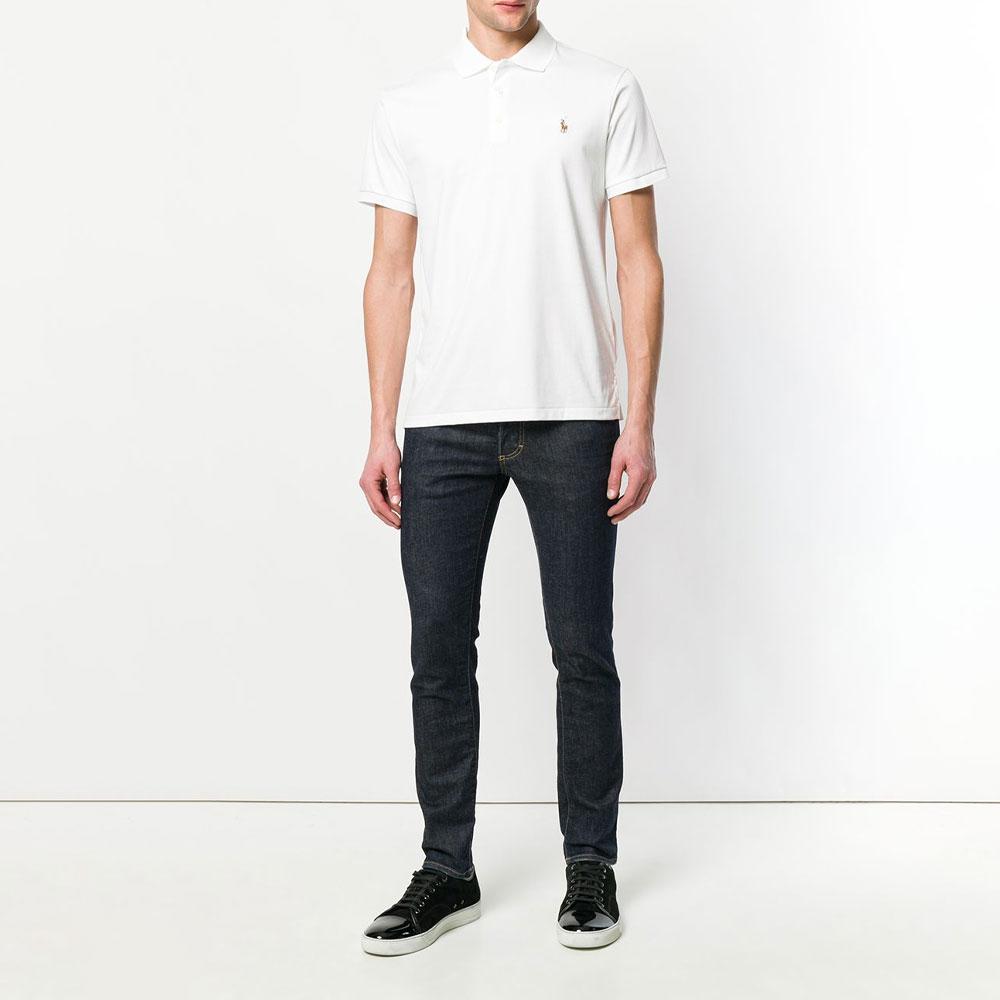 Polo Ralph Lauren SS22 Логотип Вышитый Однотонный Короткий Рукав Поло Рубашка Мужская Топы Белый 710685514-001