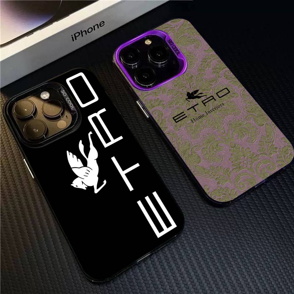Роскошный чехол E-ETRO с логотипом, разноцветный, для iPhone 17 16 15 14 13 12 11 Pro Max Plus, матовый