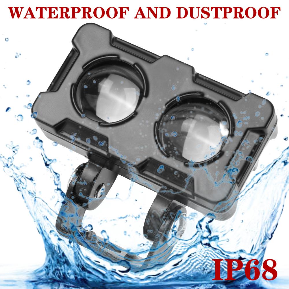 Двухцветный белый желтый свет Мотоциклетная светодиодная линза Прожектор Двойные линзы Прожектор Мотоциклы Вспомогательная противотуманная фара 1 шт. 20 Вт