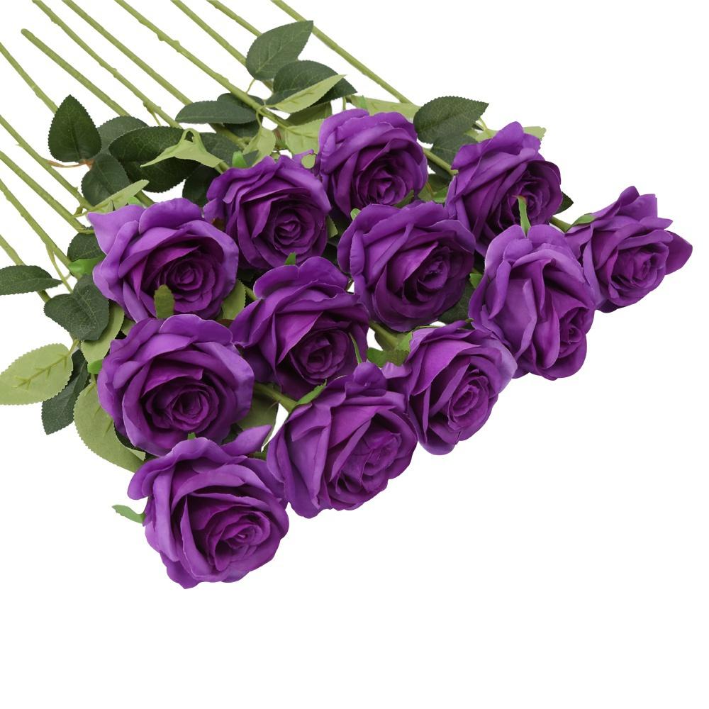 12 шт. искусственный шелковый цветок розы поддельные цветы для свадебного букета вечерние украшения дома