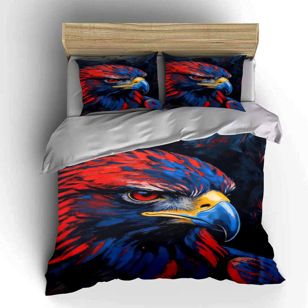 Red-and-blue eagle face. Bedding sets Duvet cover sets Duvet covers Pillowcases(1 * Duvet Cover 2 * Pillowcases, without duvet insert)