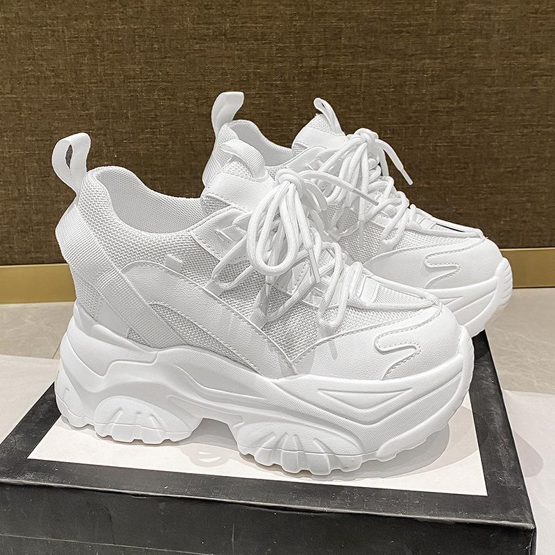 Летние туфли Daddy Shoes Женская обувь Увеличенные кроссовки на толстой подошве Модные дышащие удобные сетчатые повседневные туфли на шнуровке