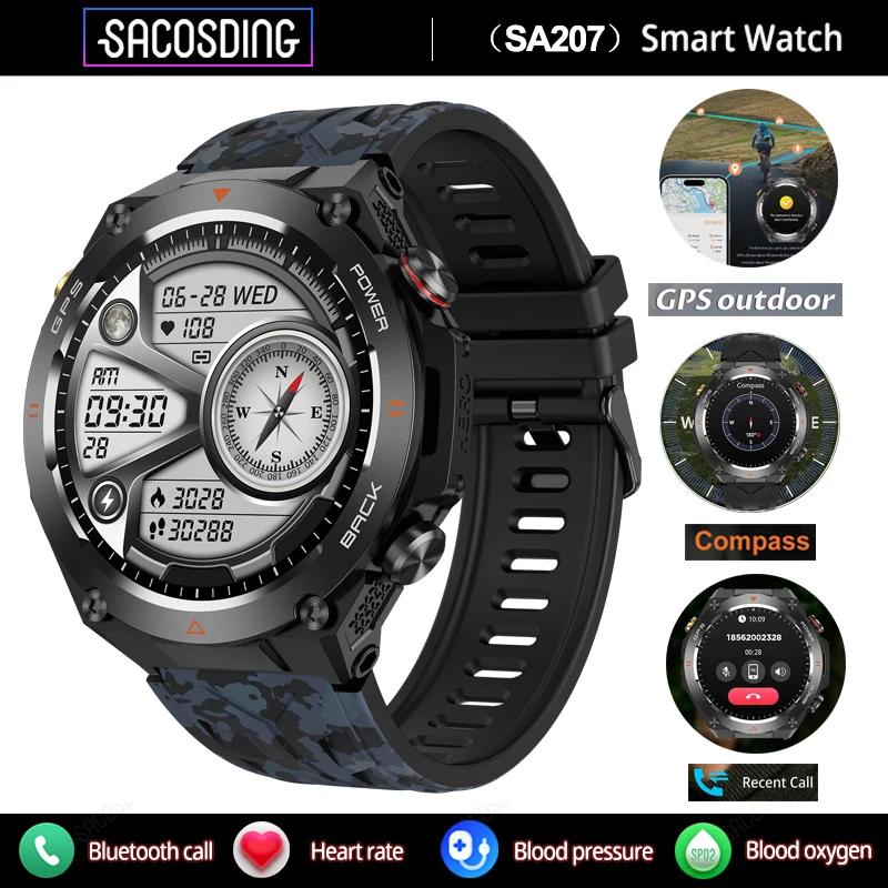 SACOSDING SA207 GPS Sports Smart Watch Compass Flashlight Outdoors 1ATM Waterproof HD Bluetooth Call Voice Assistant Smartwatch