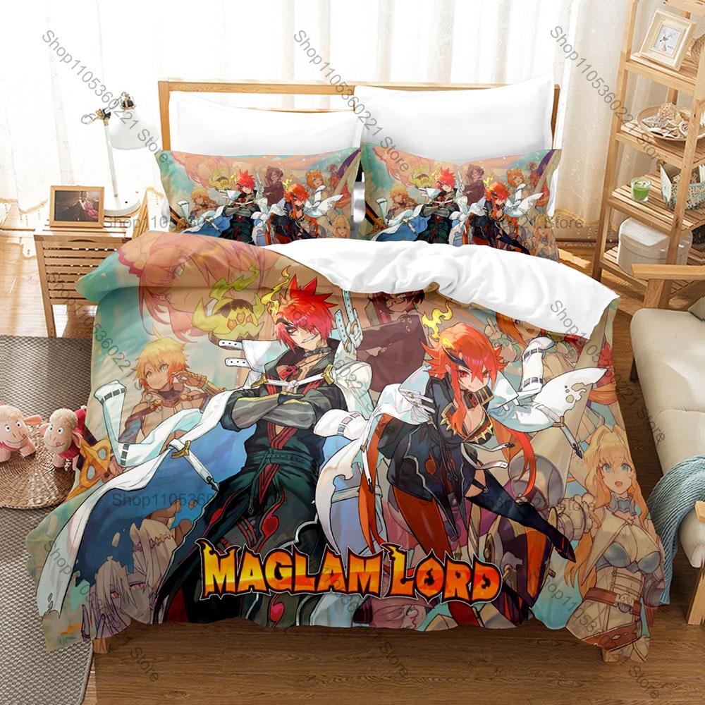 MAGLAM LORD Themed Duvet Cover + 2 Pillowcases Red Hair Blade Lord Satius Darius Character Graphic Bedding Set Dorm Decoration