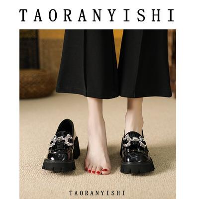 Туфли-лодочки Platform J женские весенние новые студенческие фэн-шуй с бриллиантовой пряжкой в виде лошади, универсальные, модные маленькие кожаные туфли