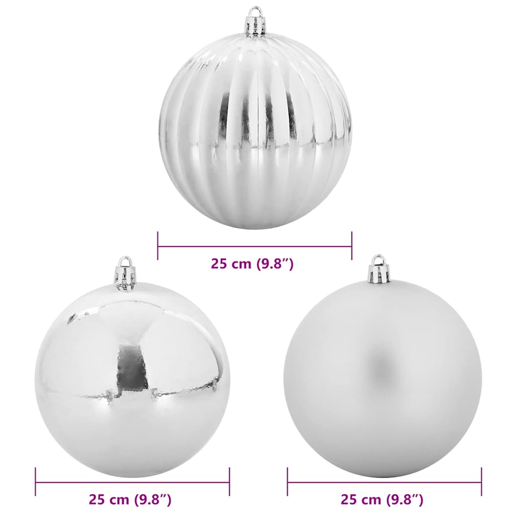 XXL Christmas Ornament Set 3 pcs Silver Plastic