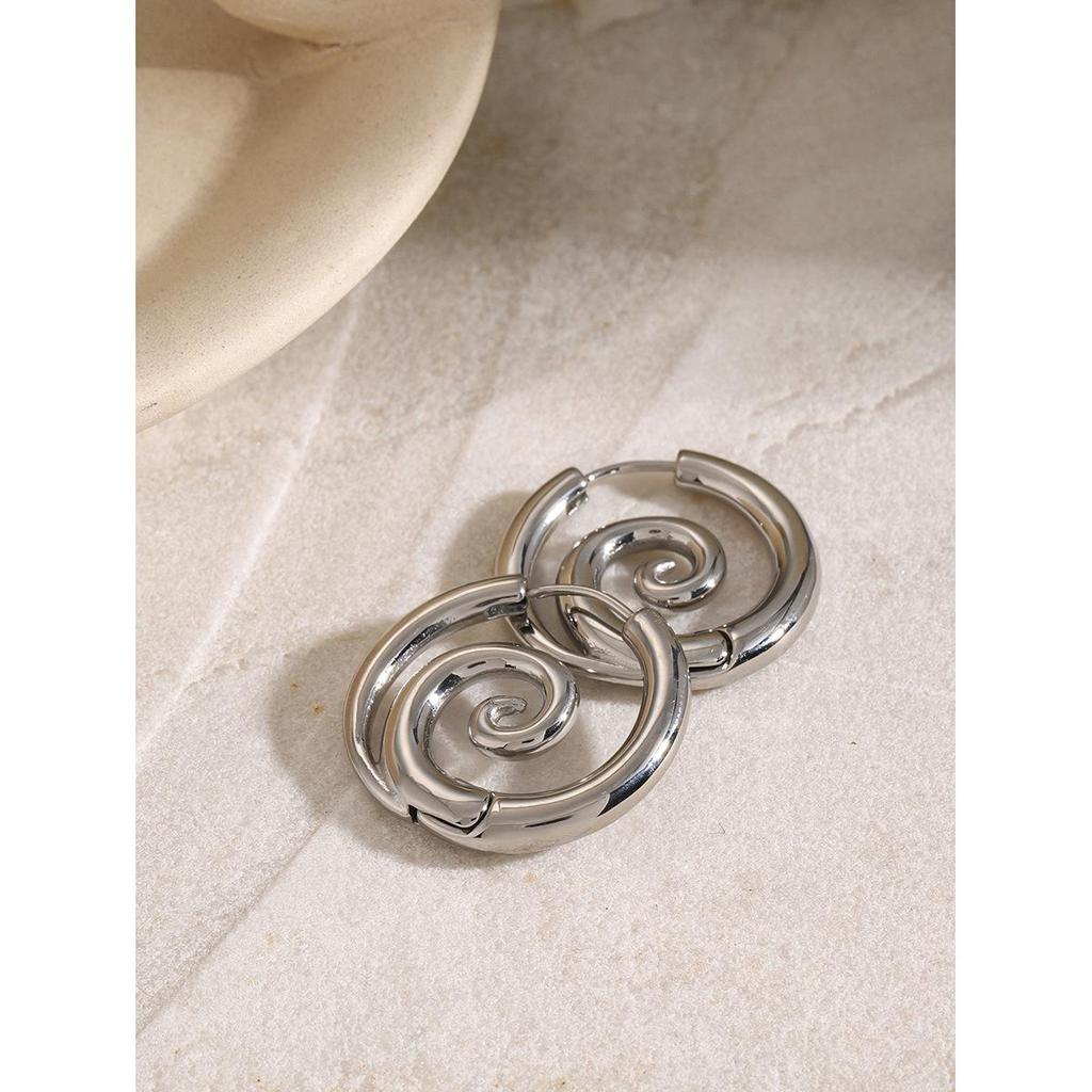 Серьги-спирали из нержавеющей стали с 18-каратным золотым покрытием - Европейская и американская мода, титановые пусеты для женщин