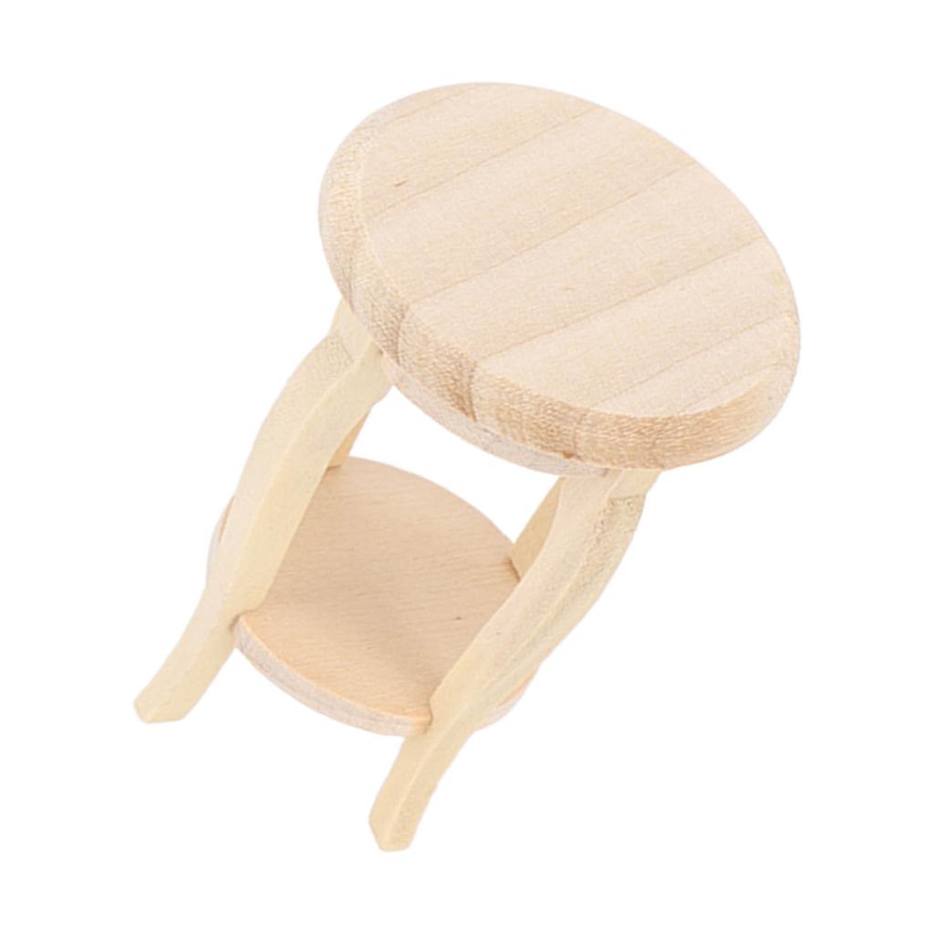 1:12 Dollhouse Miniature Bonsai Stool Wooden Unfinished Perfect Detailed Dollhouse Stool Chair