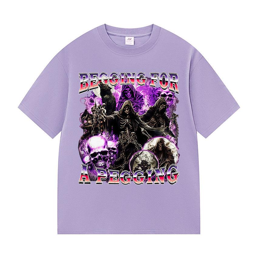 ПРОСЯЩИЙ ПЕГГИНГ Забавная футболка со скелетом Мужская винтажная готическая футболка с коротким рукавом Повседневные хлопковые топы Футболка Уличная одежда