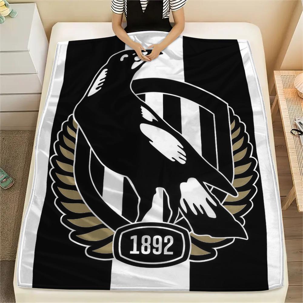 Collingwood Magpies Print Flannel Blanket, High quality Comfortable for All Seasons, Home Decor, Warmth and Comfort