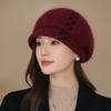 Autumn and Winter Temperament Elegant Mother Hat Women Versatile Middle-aged Elderly Knitted Wool Hat Windproof Ear Protection Beret