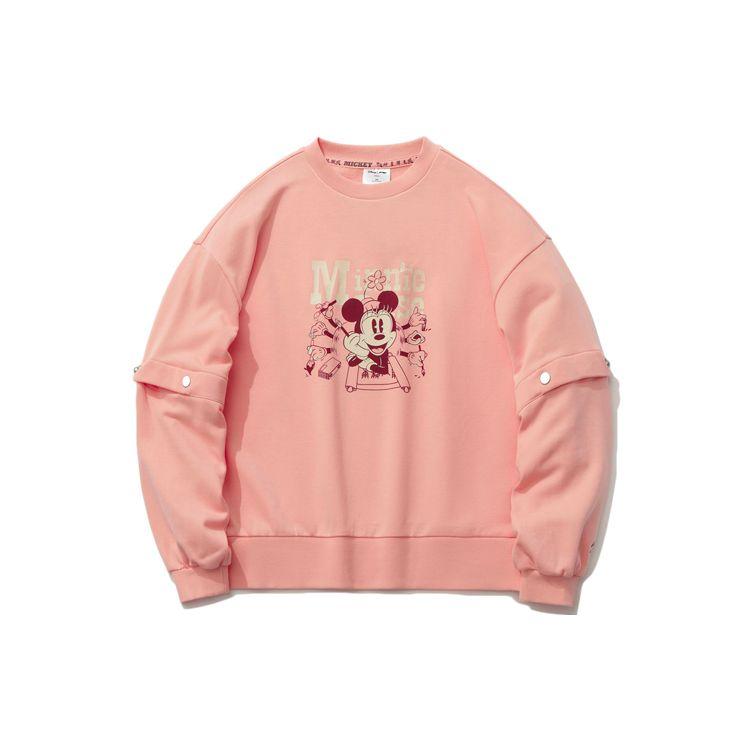 Li-Ning Женский свитер с круглым вырезом X Disney Joint Fashion Sport Series, персиково-красный, AWDR140-1