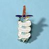 "Fighting Invisible Battles" Interesting Quote Sword Brooch Waist Cinching Decoration Needle Buckle Badge Accessory