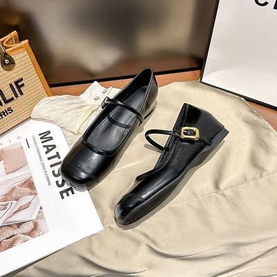 Невидимое внутреннее увеличение высоты, маленькие ароматные туфли Мэри Джейн, туфли с неглубоким горлом, женские туфли 2024 года на маленьком толстом высоком каблуке