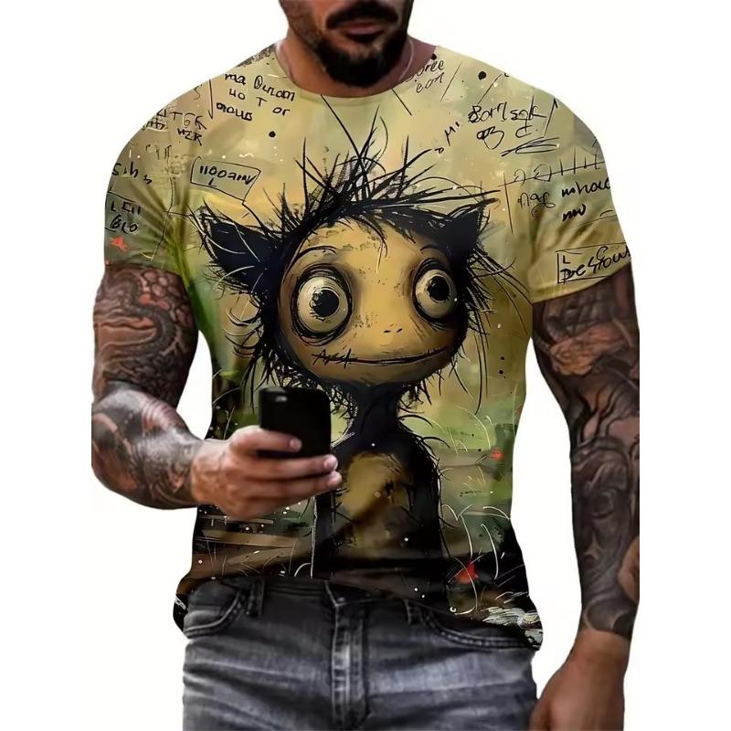 Смешная мужская футболка с принтом животных Повседневные футболки с коротким рукавом Свитеры с круглым вырезом Винтажные футболки Мужская свободная одежда Спортивная одежда