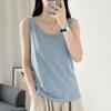 Женская майка с U-образным вырезом из бамбукового хлопка: 2024 Свободный крой, Закрывает подмышки, Летняя одежда из чистого хлопка