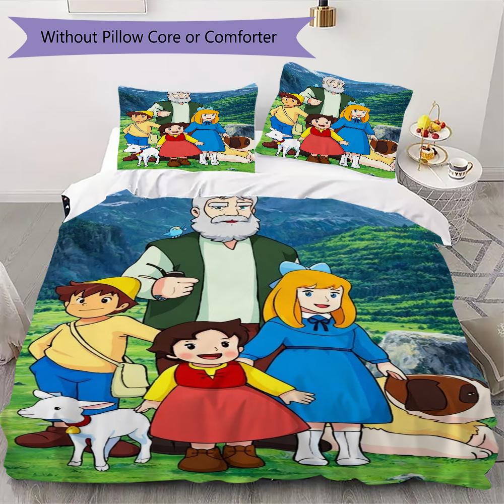 Heidi Pattern Bedding,Quilt Set Quilt Cover Pillowcase Home Birthday Gift(1 * duvet cover + 2 * pillowcase, without core)_lx