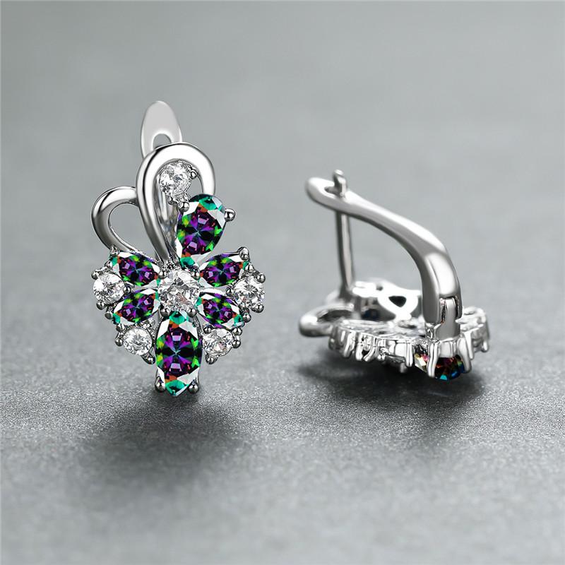 1 пара, серьги-клипсы в виде капли воды, синие, розовые, фиолетовые, цвета морской волны, с лепестками цветка, в цветочном стиле