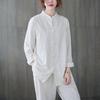 Spring Summer Zen Style Chinese Cotton Linen Frog Button Robe - Loose Fit Tai Chi Suit with Stand Collar for Men