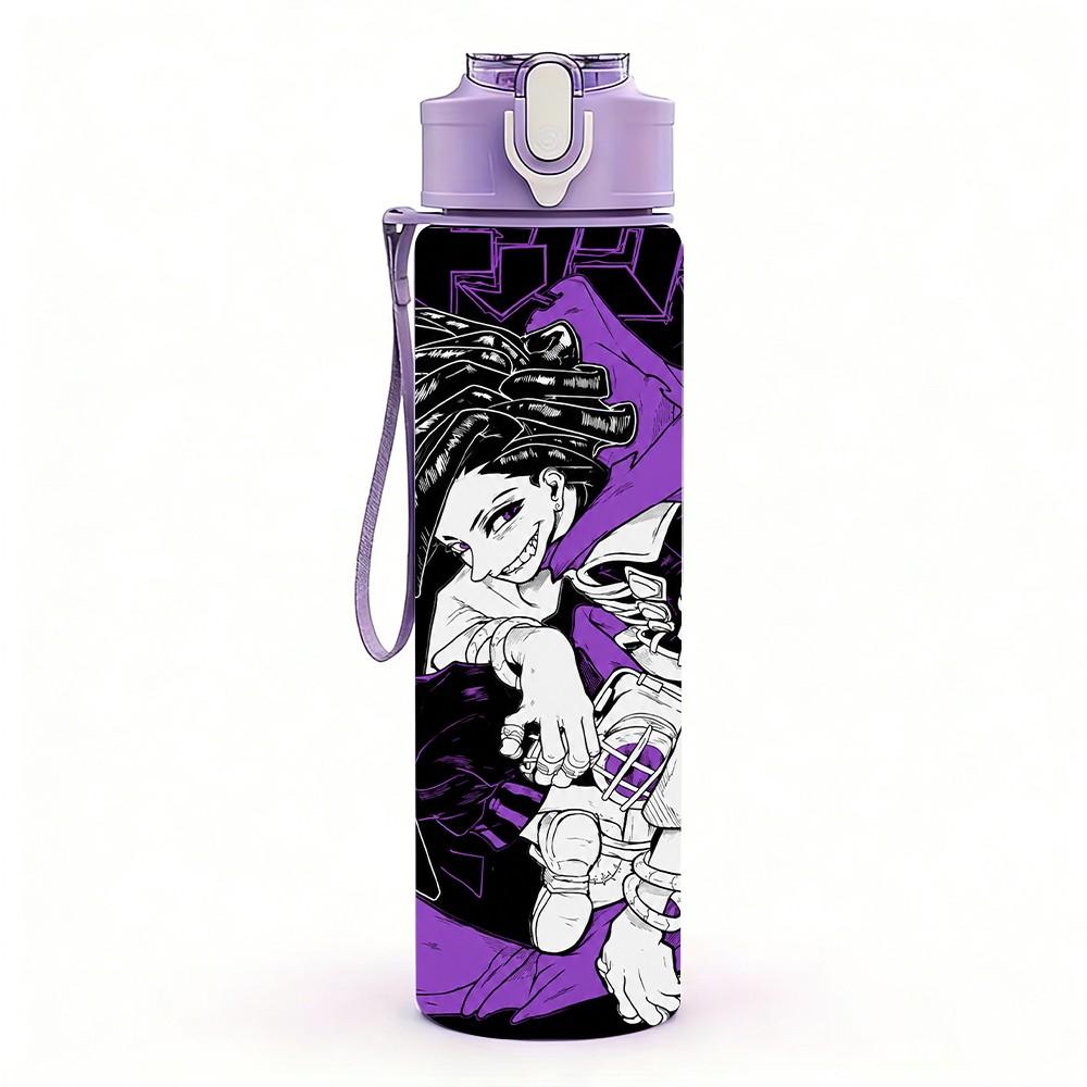 1PC Purple Long Hair 750ml sports water bottle leakproof straw lid outdoor office home
