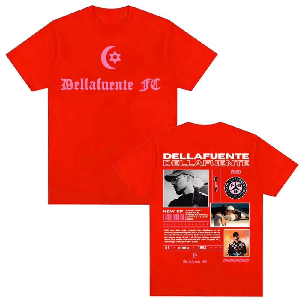 Rapper Dellafuente Тур 2025 Футболки с принтом для мужчин Модный тренд Харадзюку Крутая футболка Унисекс Высокое качество Круглый вырез Свободная футболка