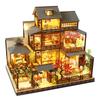Spilay DIY Wooden Miniature Dollhouse Handmade Kit Set for LED Music Christmas Gift for Ages 14 and Up For Ages 14 and Up 1/24 Beginners-Ha + Light,
