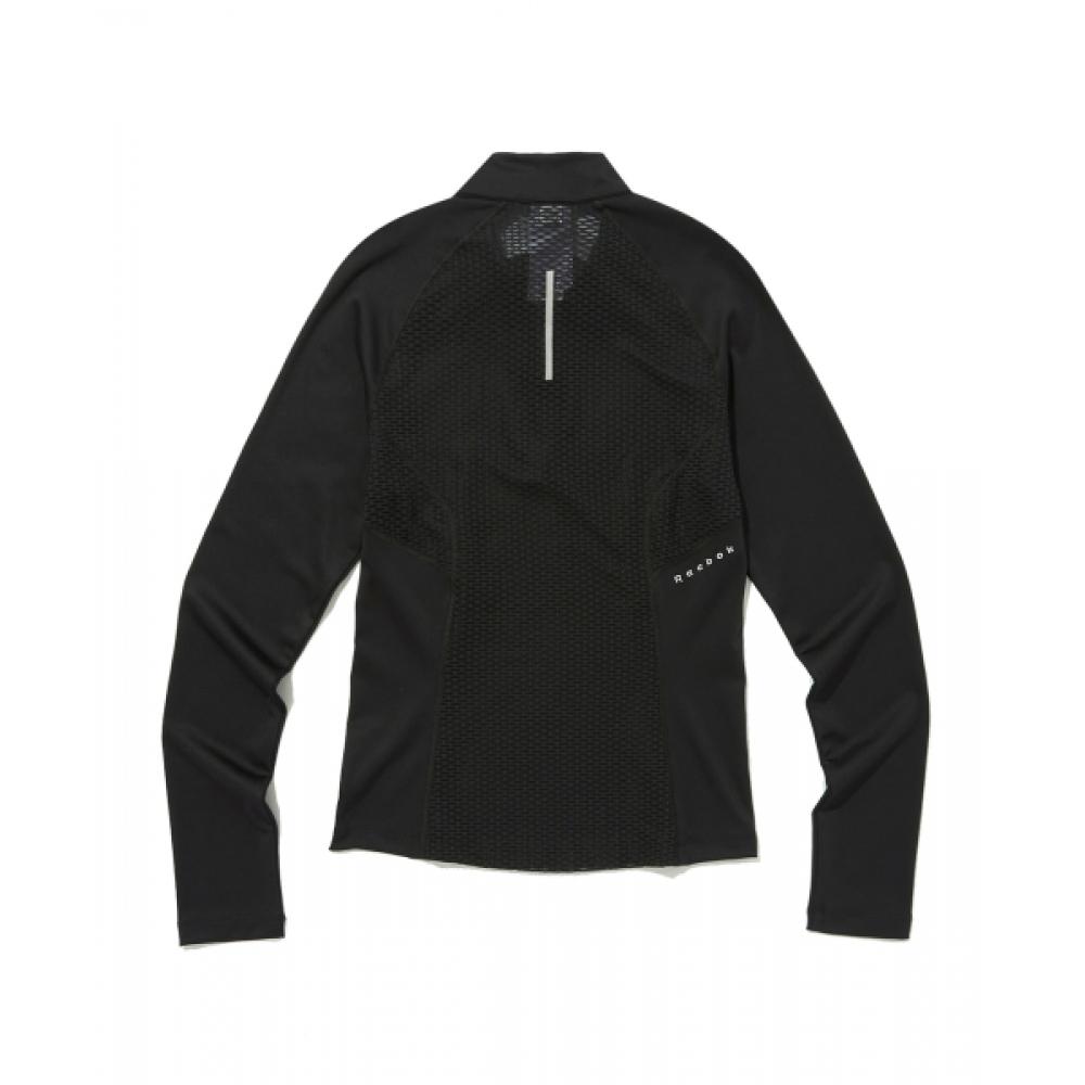 Reebok Футболка для бега на молнии до половины, черная, 100075413