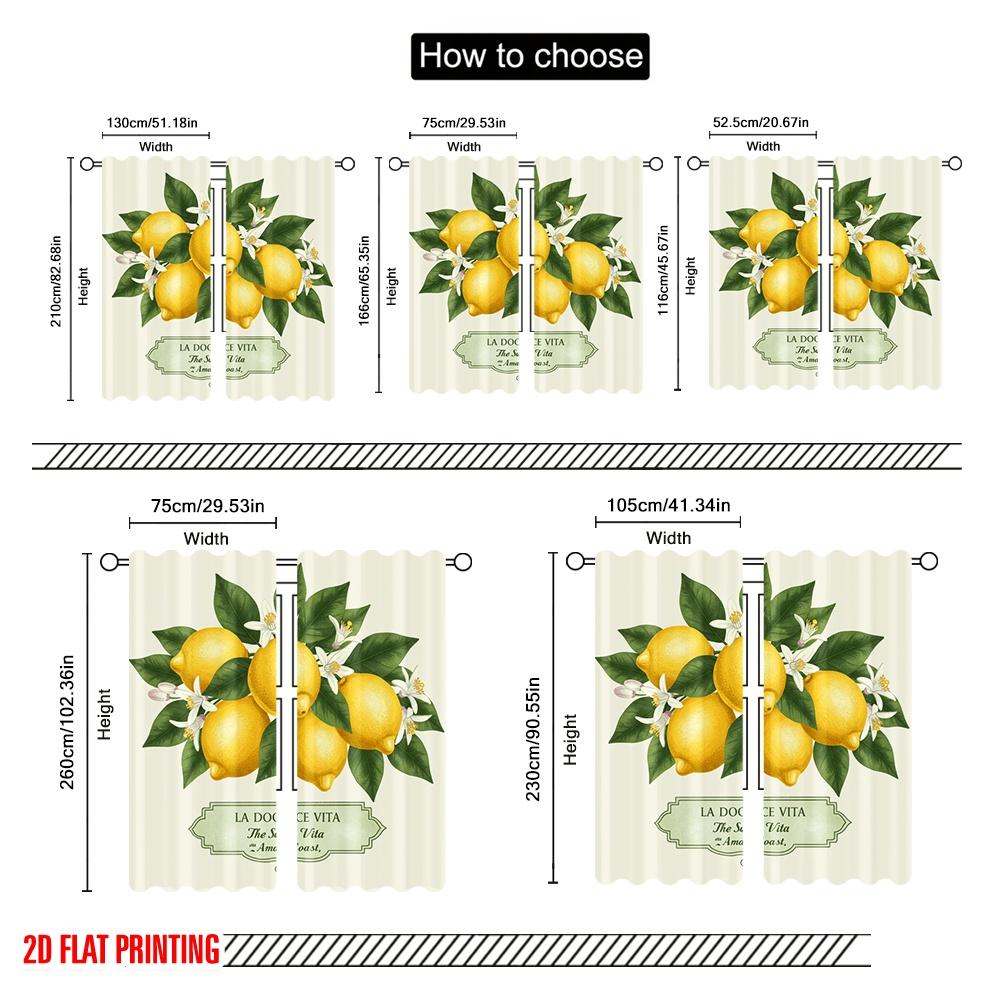 2 шт. 2D плоская печать Шторы Лимоны Побережье Амальфи Жизнь Полиэстер Без электричества Праздничные шторы для праздничных вечеринок Дом