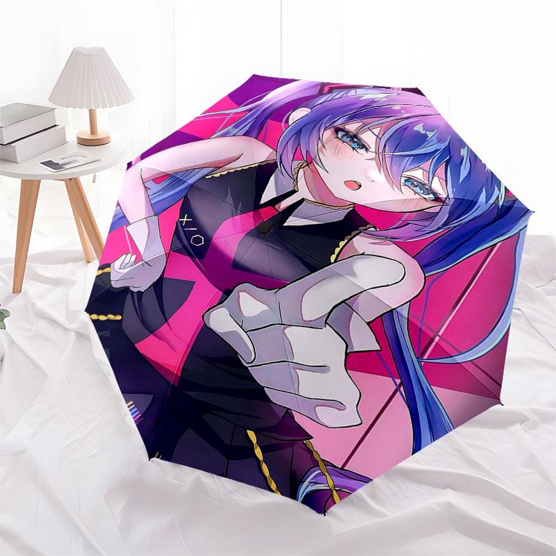 1pc Outdoor Umbrella with Anime Character Design - Automatic Opening/Closing, Portable 3-Fold Design, 8-Rib Iron Frame - Perfect Gift for Fans, T