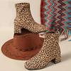 2024 New Women's Shoes Back Zipper Women's Boots Fashion Leopard Print Modern Boots Women Hot Sale Plus Size Ankle Boots Zapatos