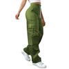 Womens Elastic High Waisted Cargo Pants Stretch Casual Wide Leg Streetwear Parachute Hiking Pants With Pockets