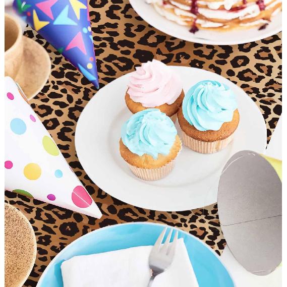 6 PCS Leopard Print Table Runner 14 x 108 Plastic Table Runner for Leopard Theme Party Birthday Baby Shower Disposable Tables Runner