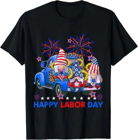 Happy Labor Day Shirt, Patriotic Gnome Fireworks Graphic Tee