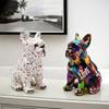 Kawaii Graffiti French Bulldog Statue Cartoon Colorful Dog Statue  Home