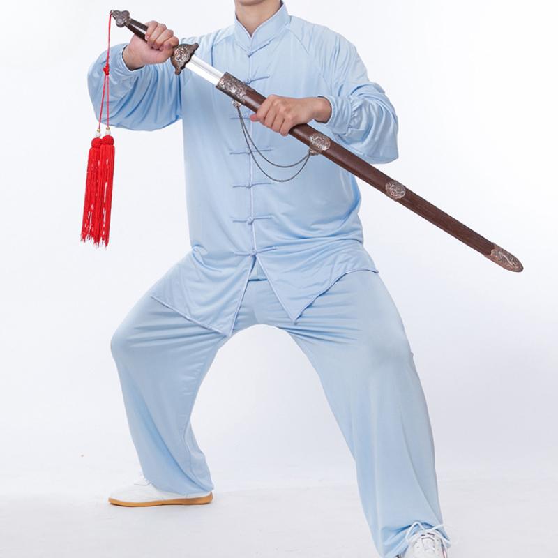 Летняя одежда для тайцзи из эластичного ледяного шелка в китайском стиле, женская одежда для боевых искусств, тренировочная одежда, костюм унисекс с длинным рукавом