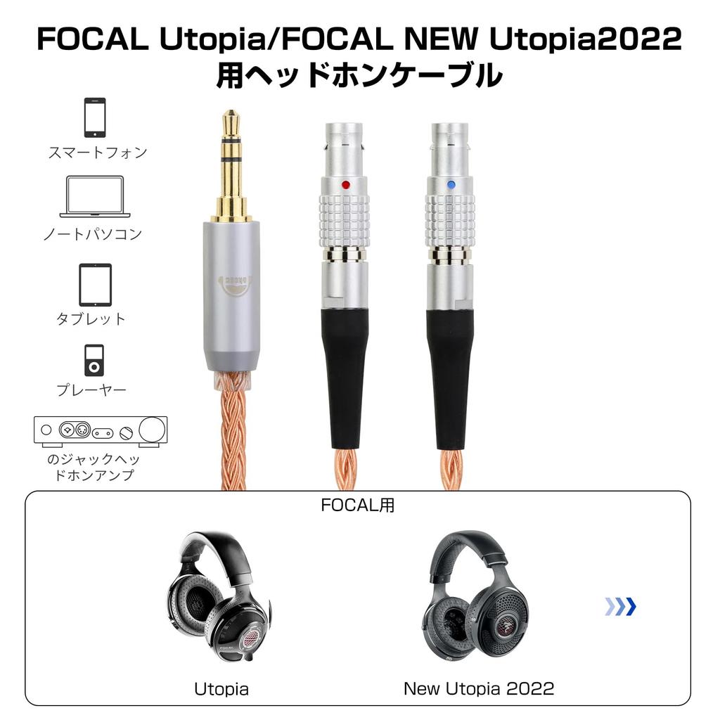 Okcsc ZT16 Headphone Cable Replacement Cable for 16 Cores Pure Copper Compatible with Focal NEW Utopia 2022 Length Earphones/Headphones Utopia/Focal