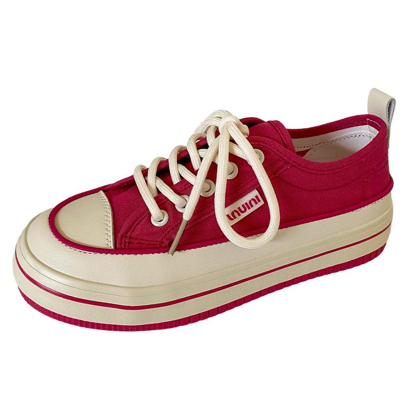 B-9363 допамин/платформа парусиновые туфли женские нишевые ретро гонконгский стиль 2024 новые туфли для доски корейская версия белых туфель